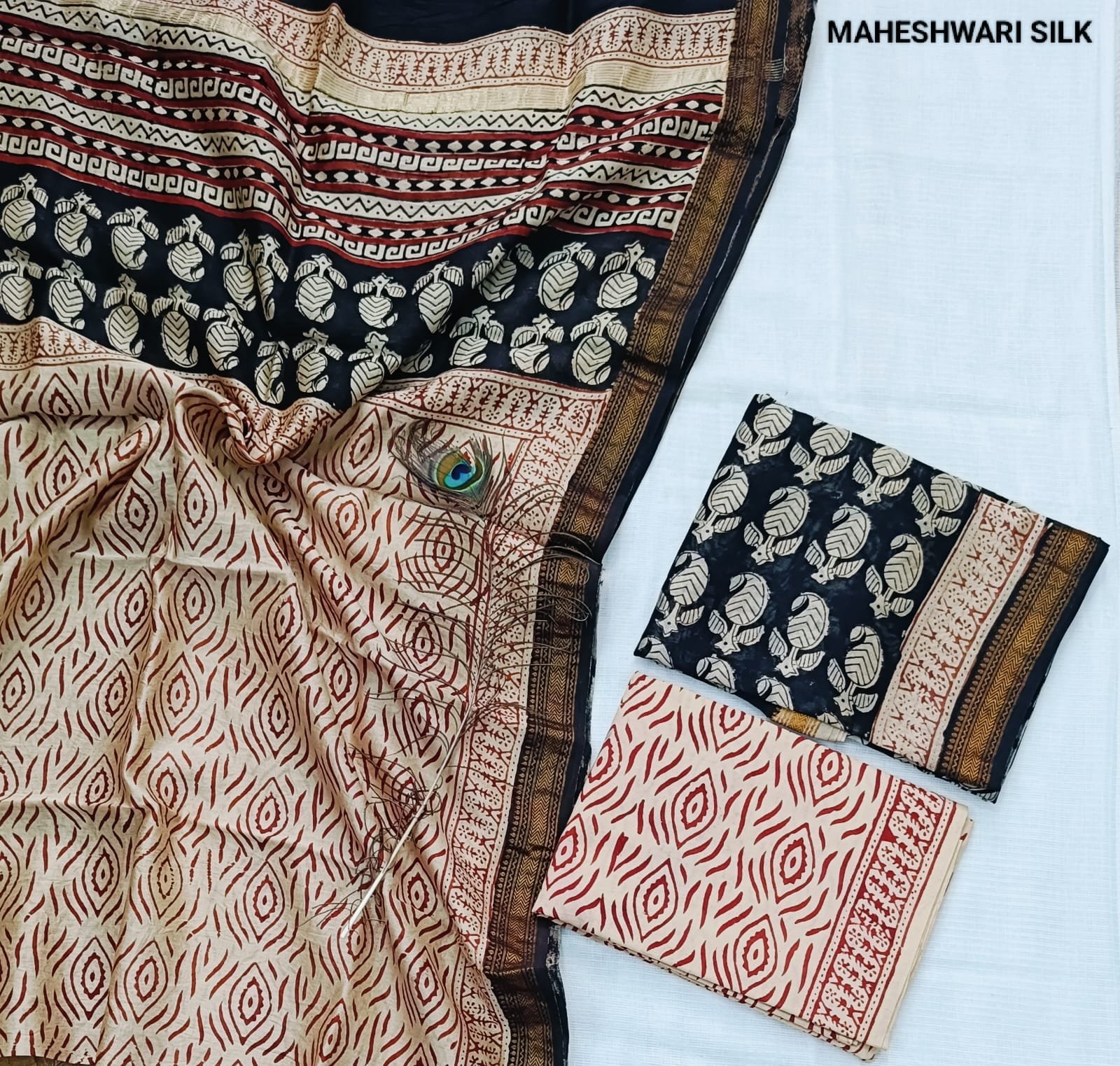 Maheshwari Hand Block Printed Suit