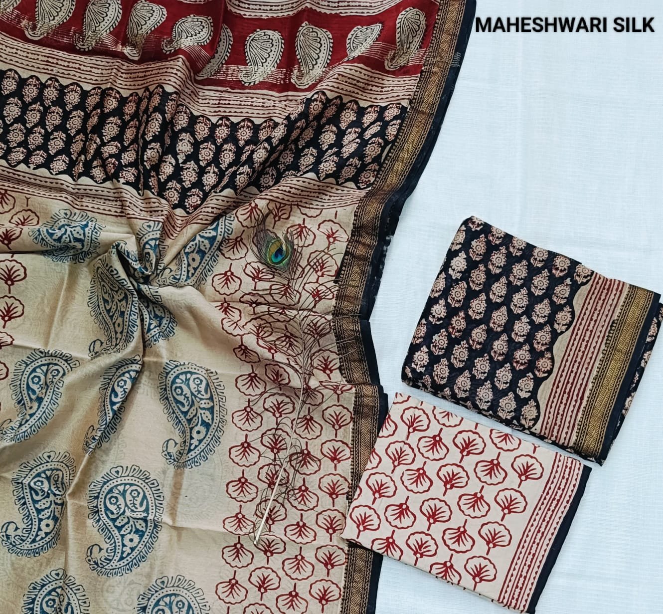 Maheshwari Hand Block Printed Suit