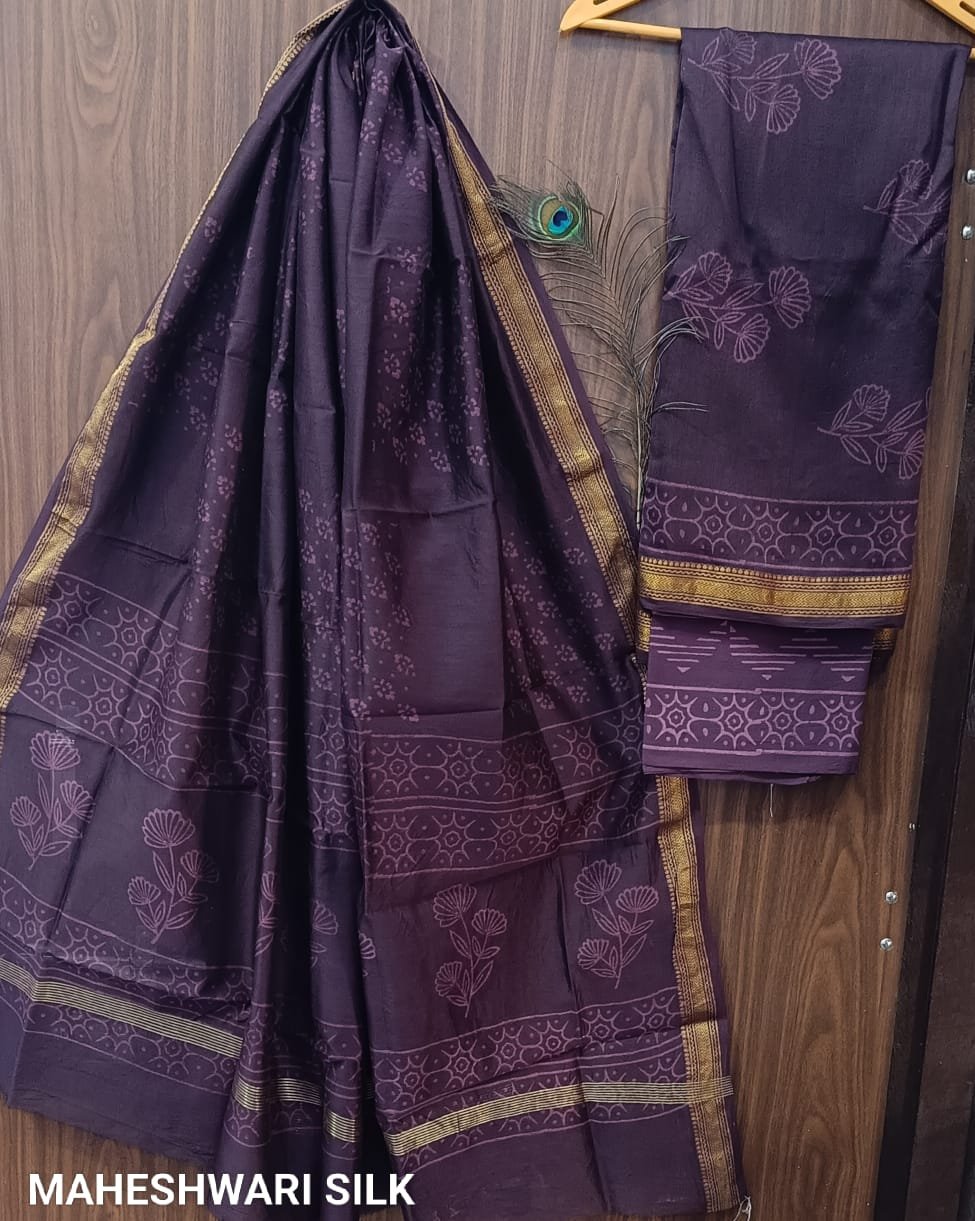 Maheshwari Hand Block Printed Suit