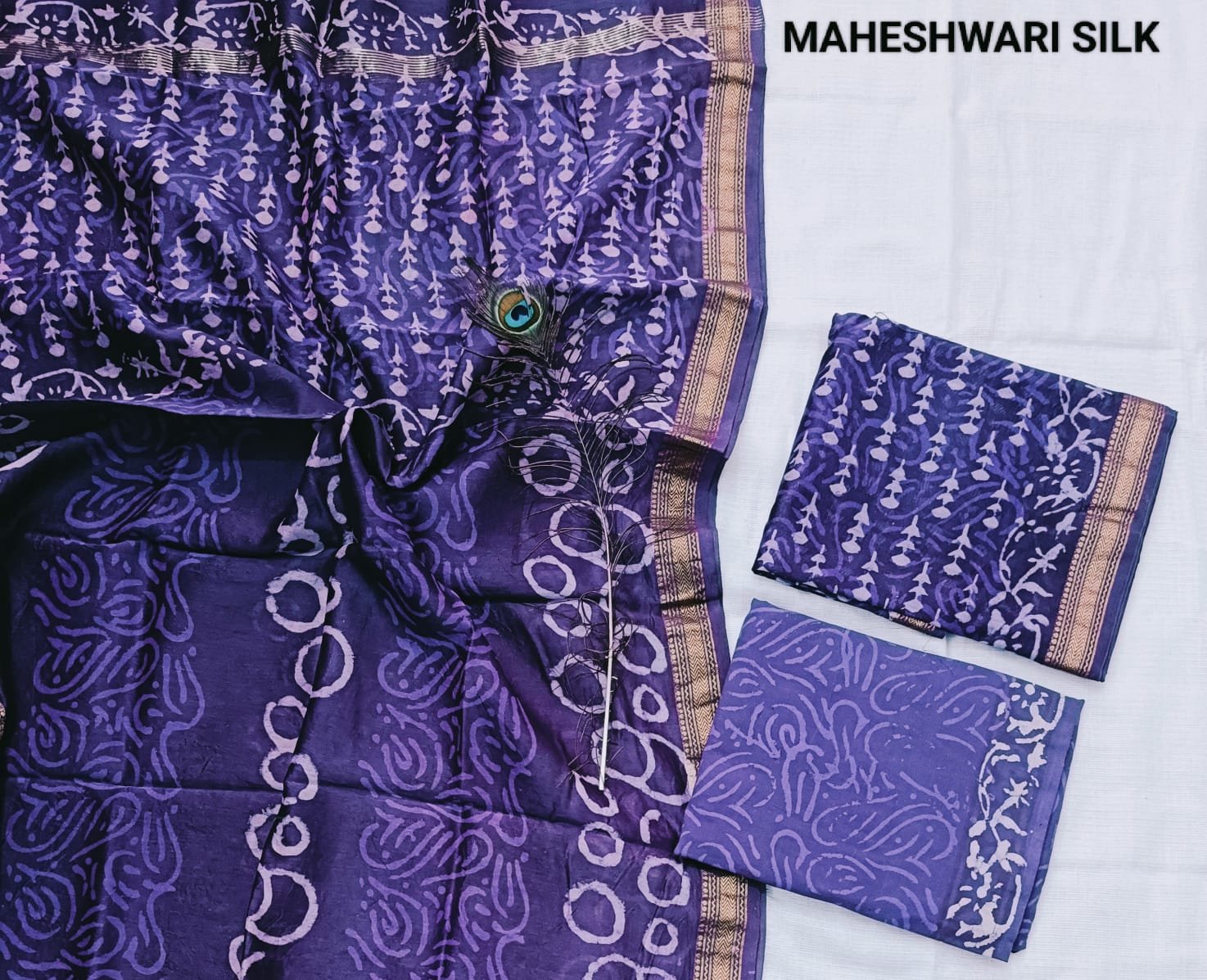 Maheshwari Hand Block Printed Suit
