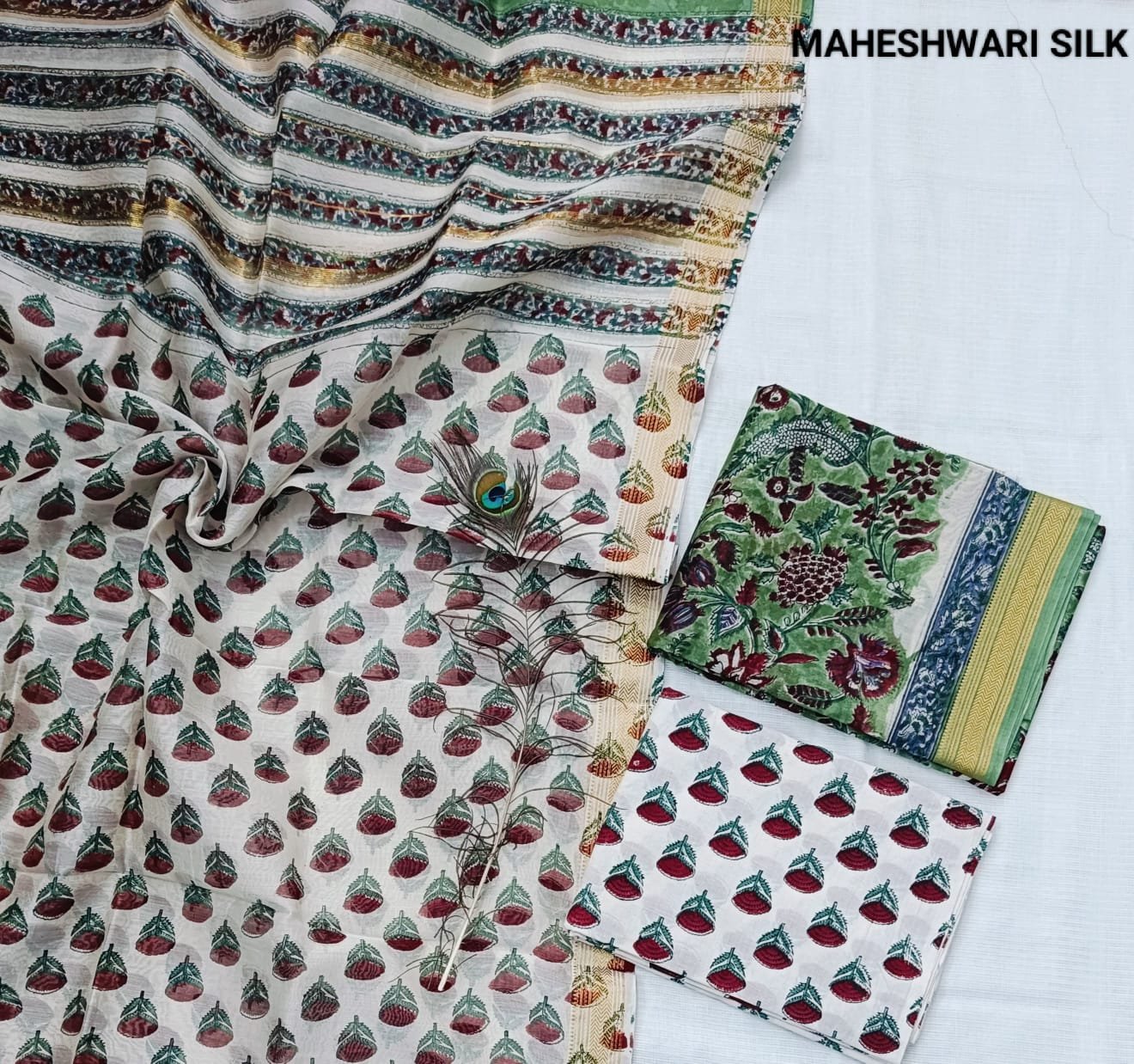Maheshwari Hand Block Printed Suit