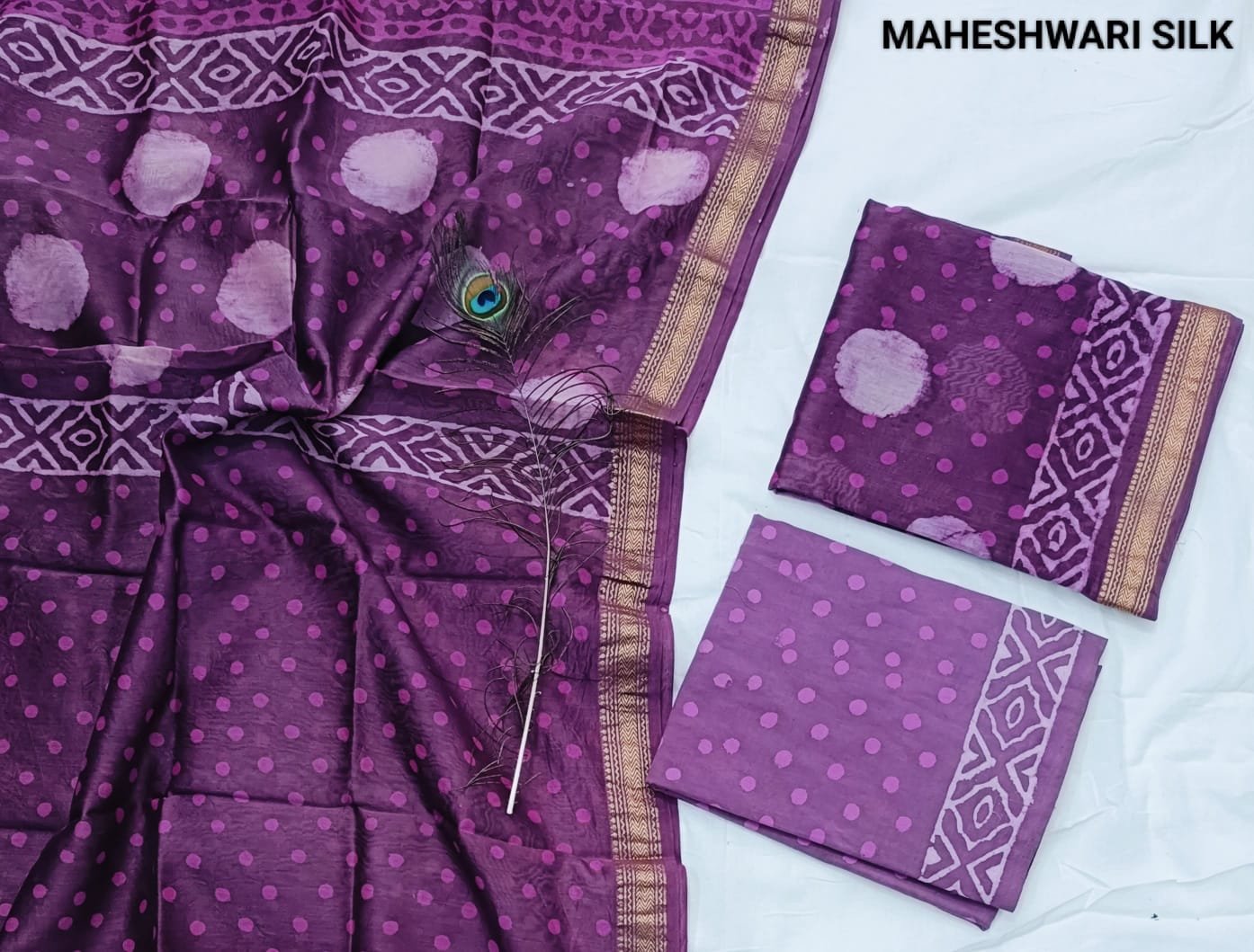 Maheshwari Hand Block Printed Suit