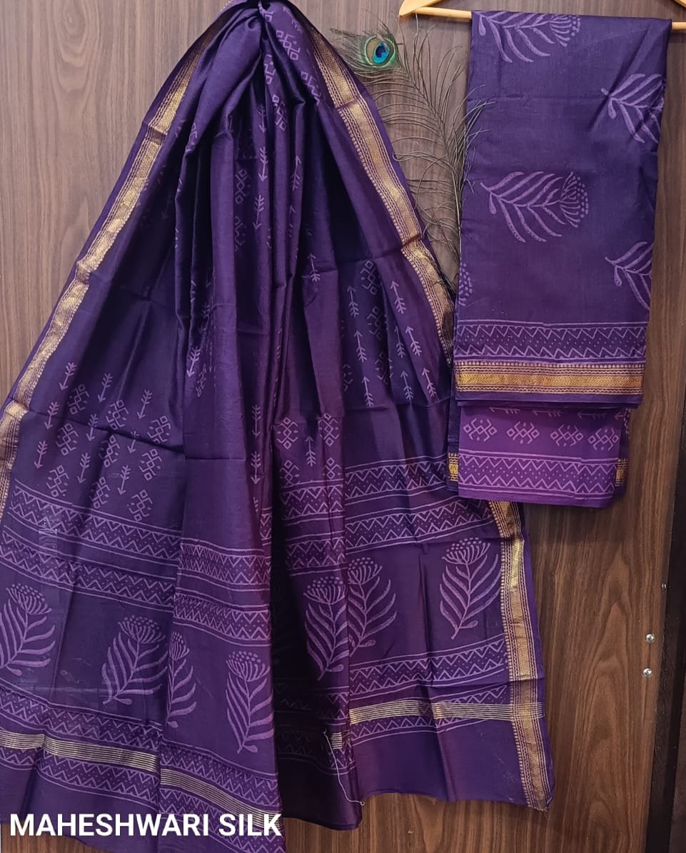 Maheshwari Hand Block Printed Suit