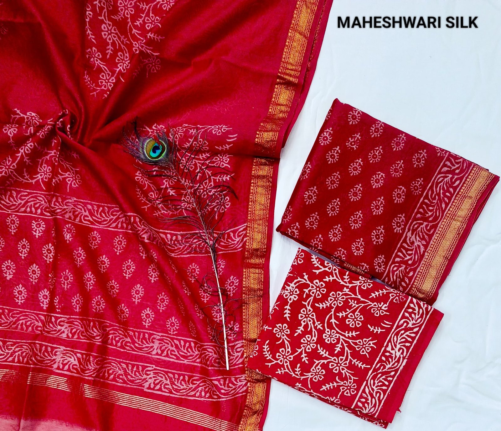 Maheshwari Hand Block Printed Suit