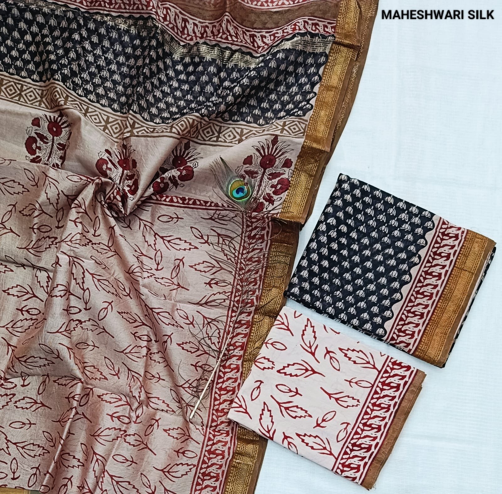 Maheshwari Hand Block Printed Suit