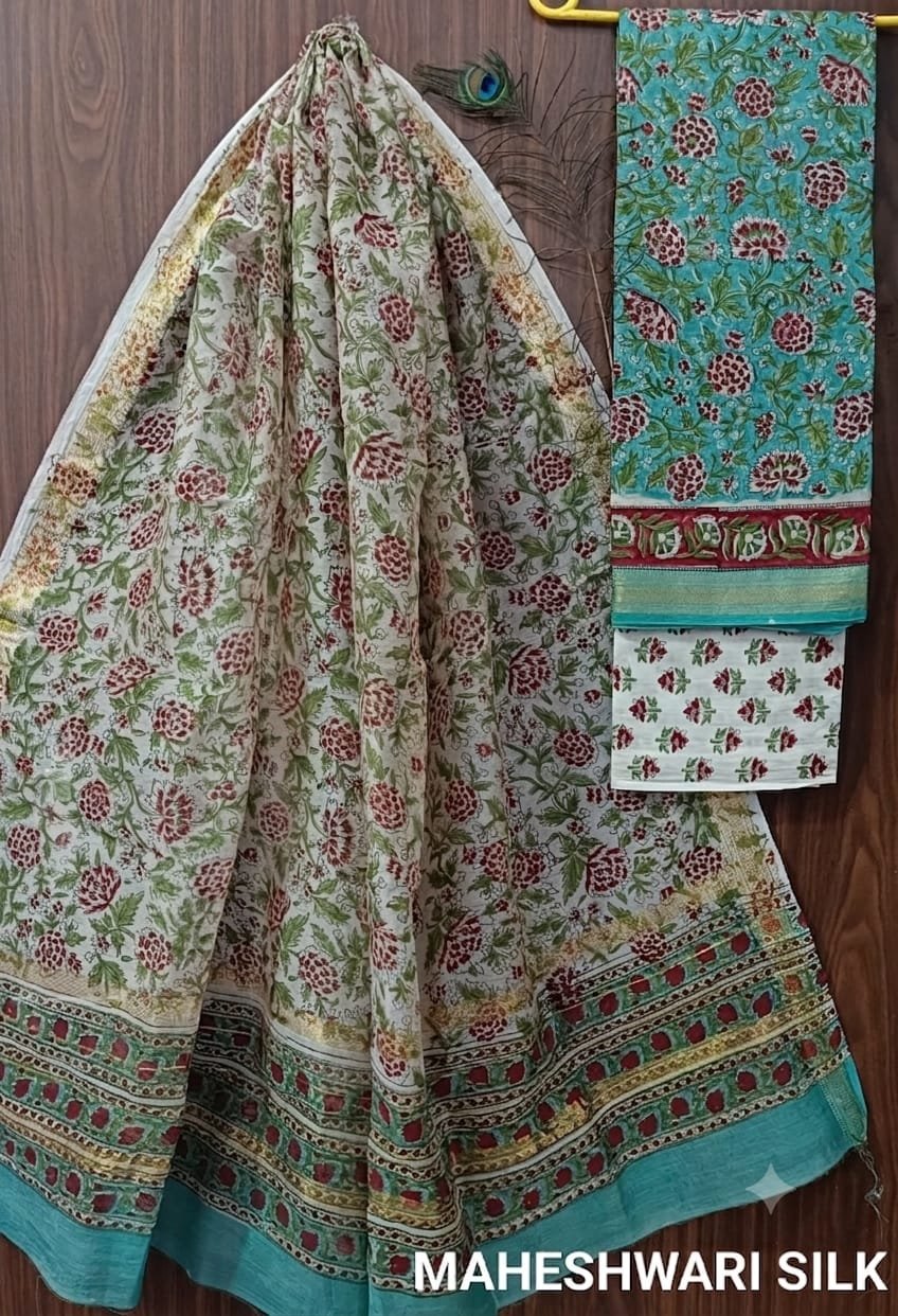 Maheshwari Hand Block Printed Suit