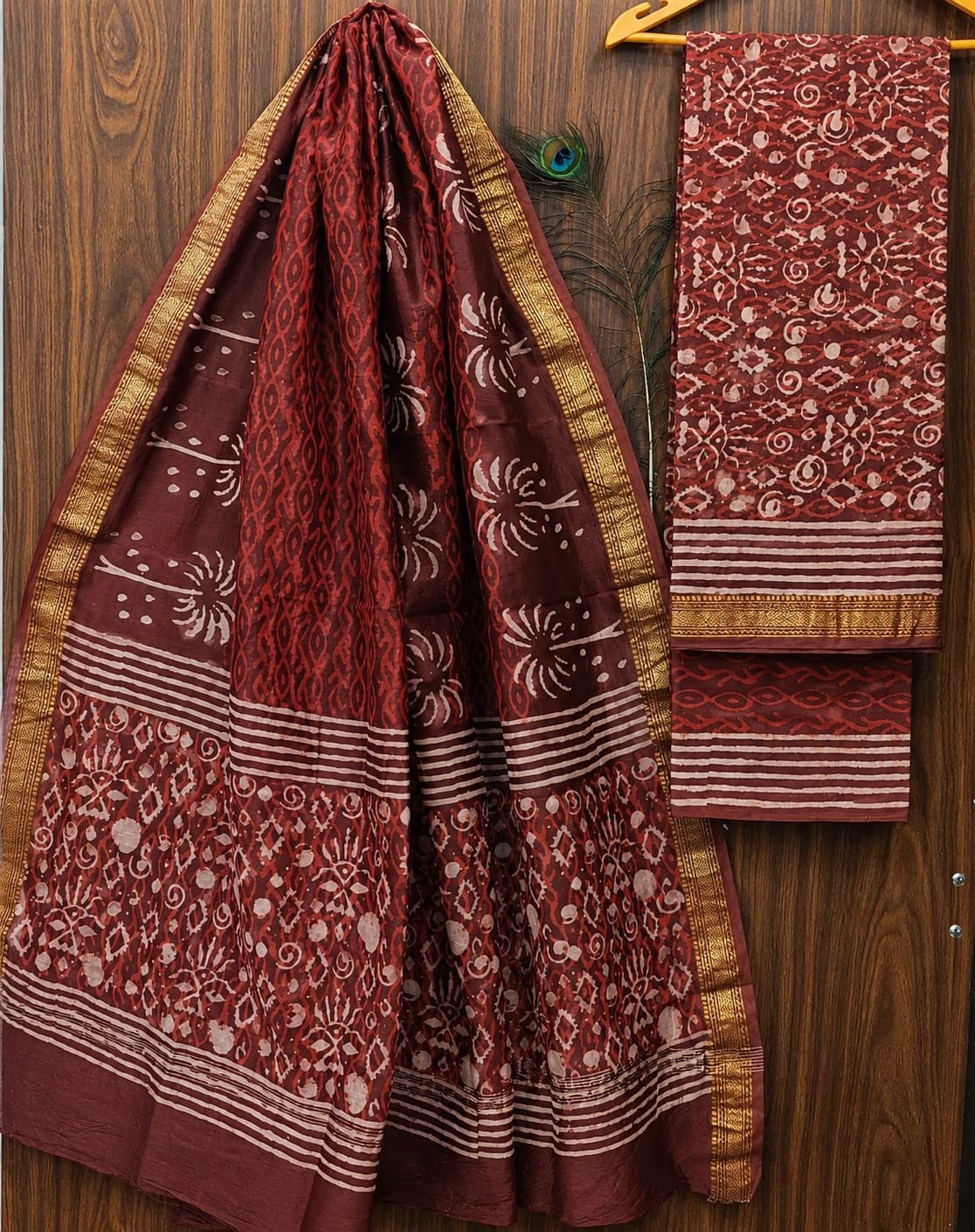 Maheshwari Hand Block Printed Suit