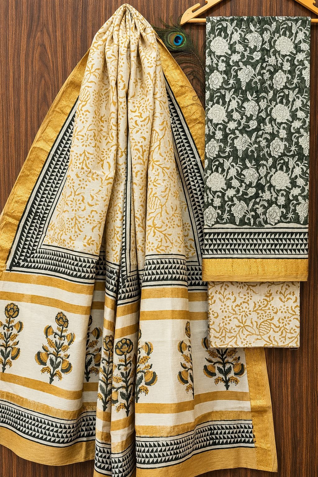 Maheshwari Hand Block Printed Suit