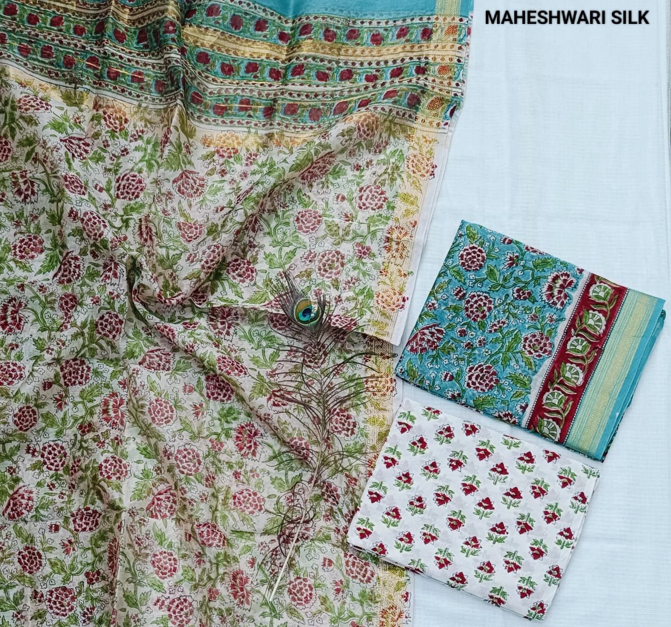 Maheshwari Hand Block Printed Suit