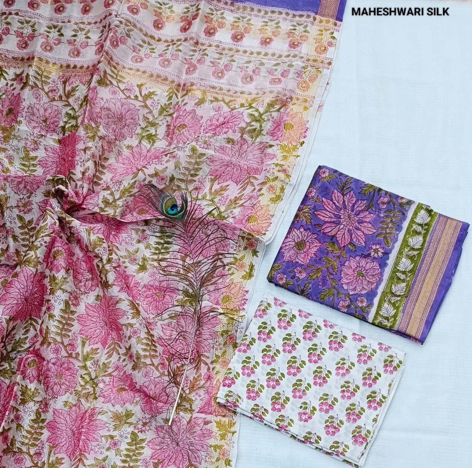 Maheshwari Hand Block Printed Suit