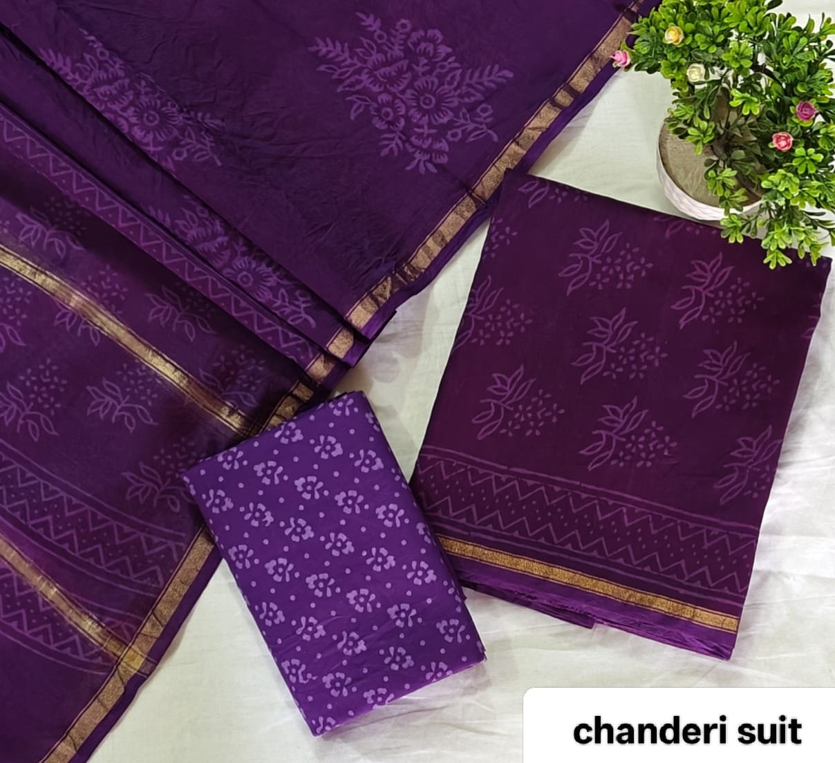 Chanderi Printed Suit Set