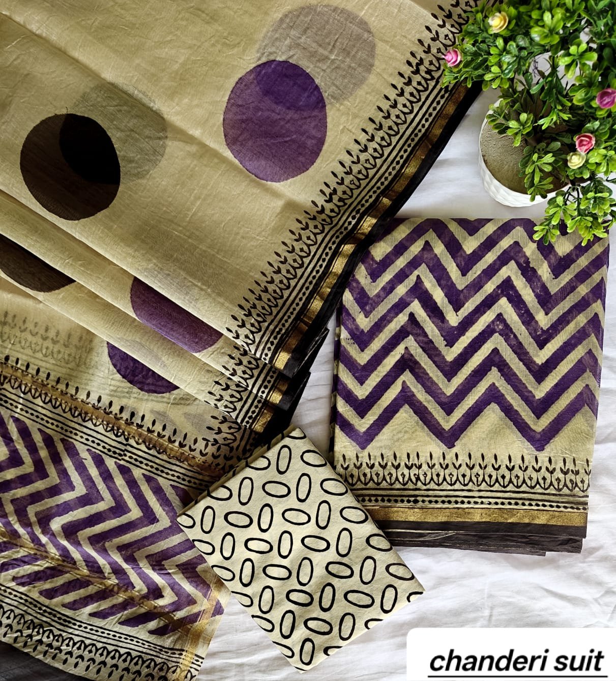 Chanderi Printed Suit Set