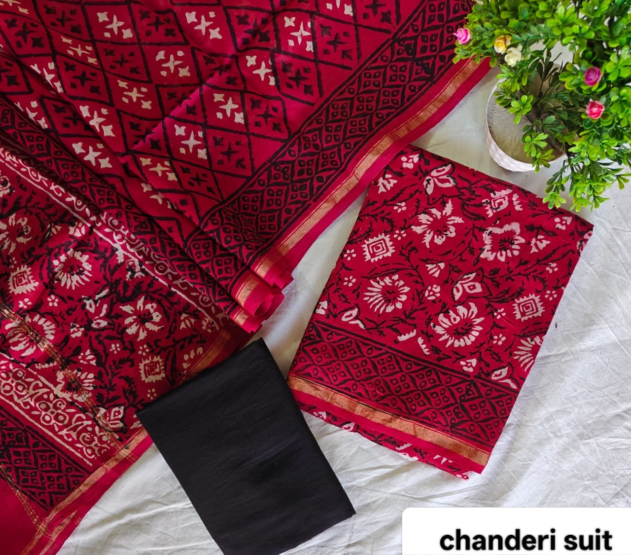 Chanderi Printed Suit Set