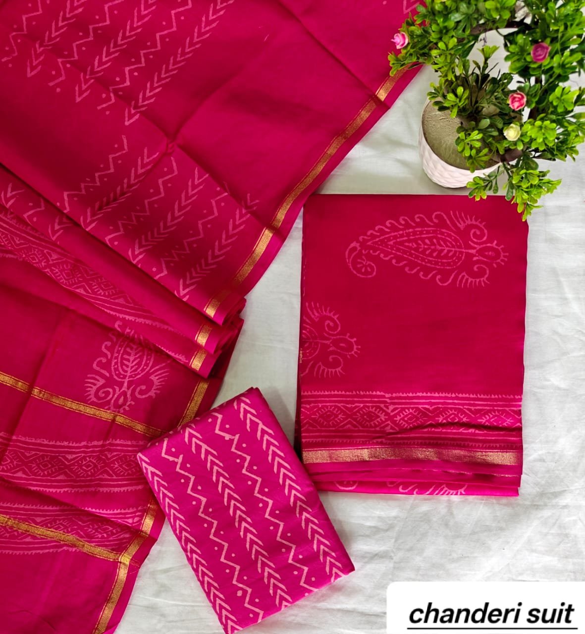 Chanderi Printed Suit Set