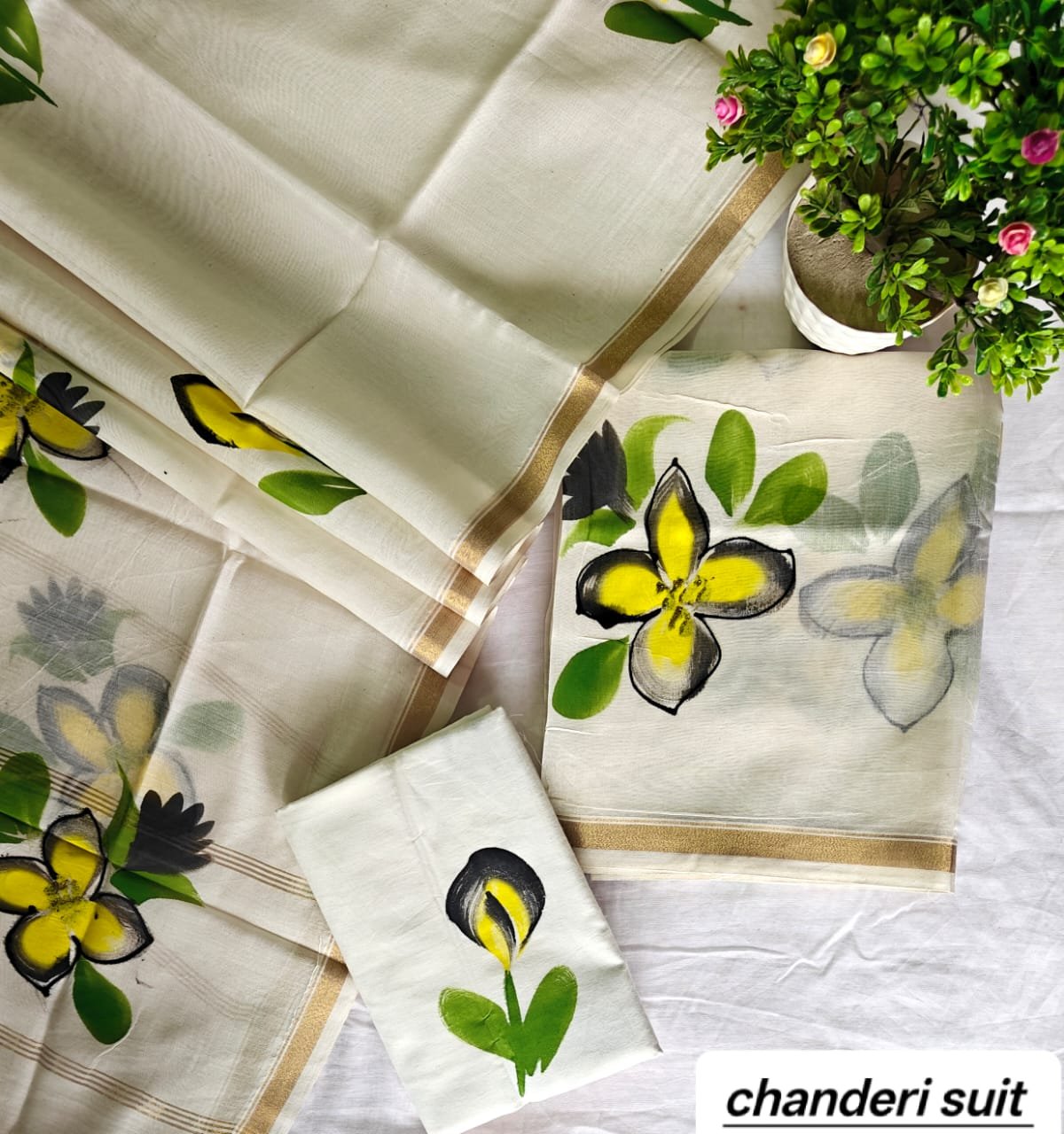 Chanderi Printed Suit Set