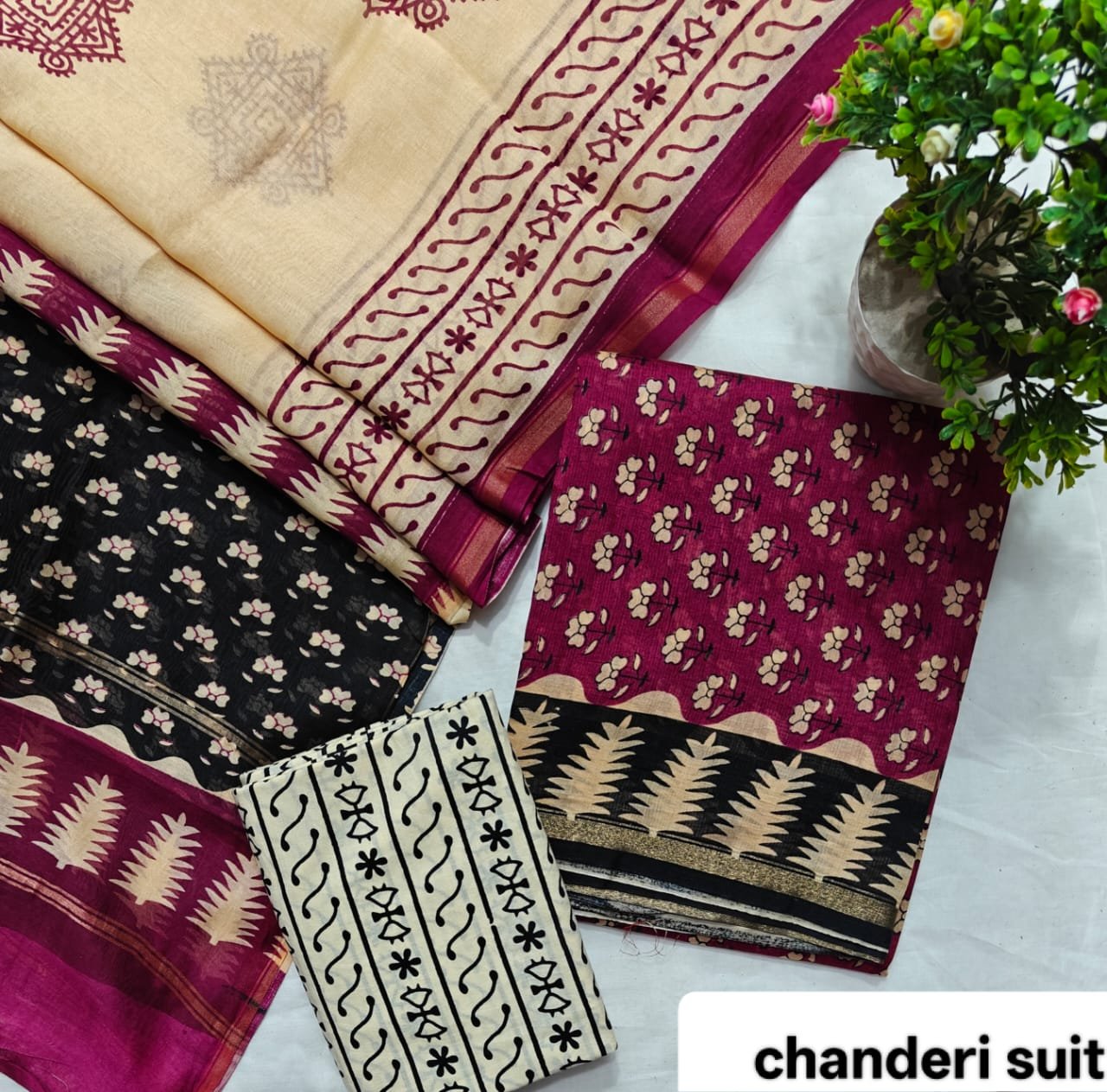 Chanderi Printed Suit Set