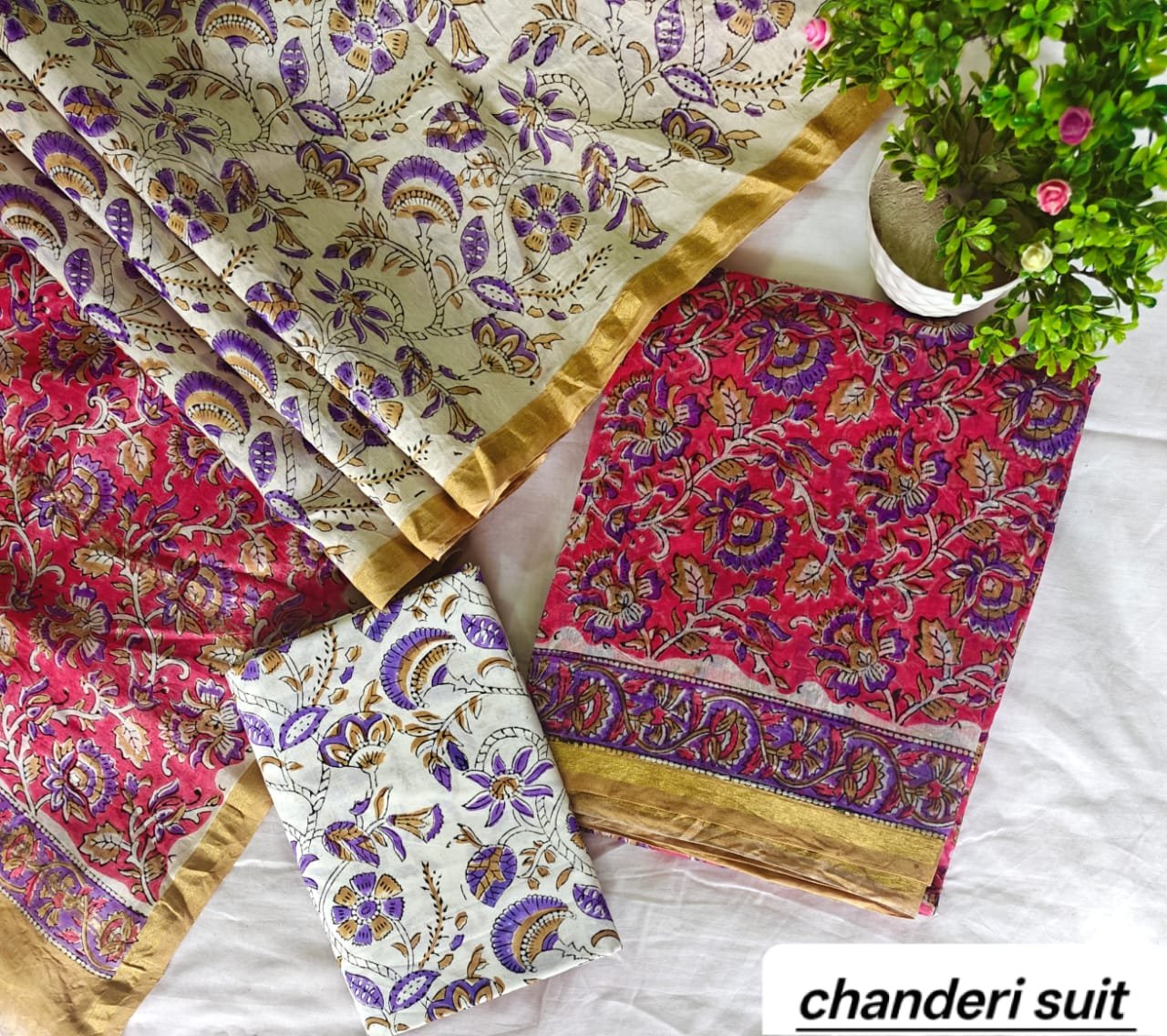 Chanderi Printed Suit Set