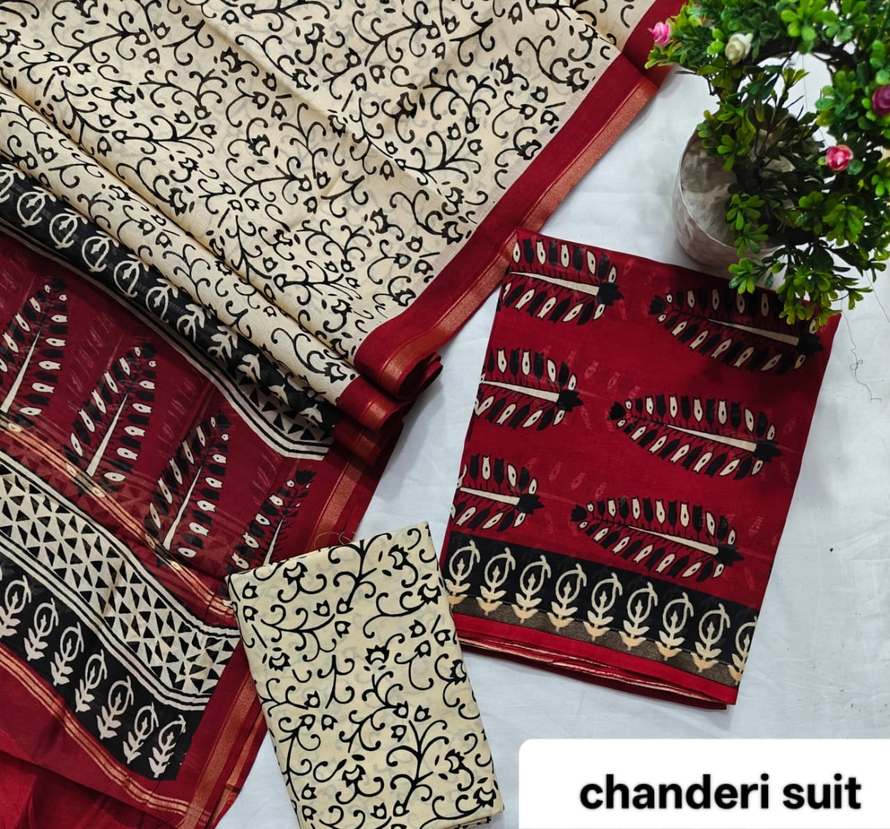 Chanderi Printed Suit Set