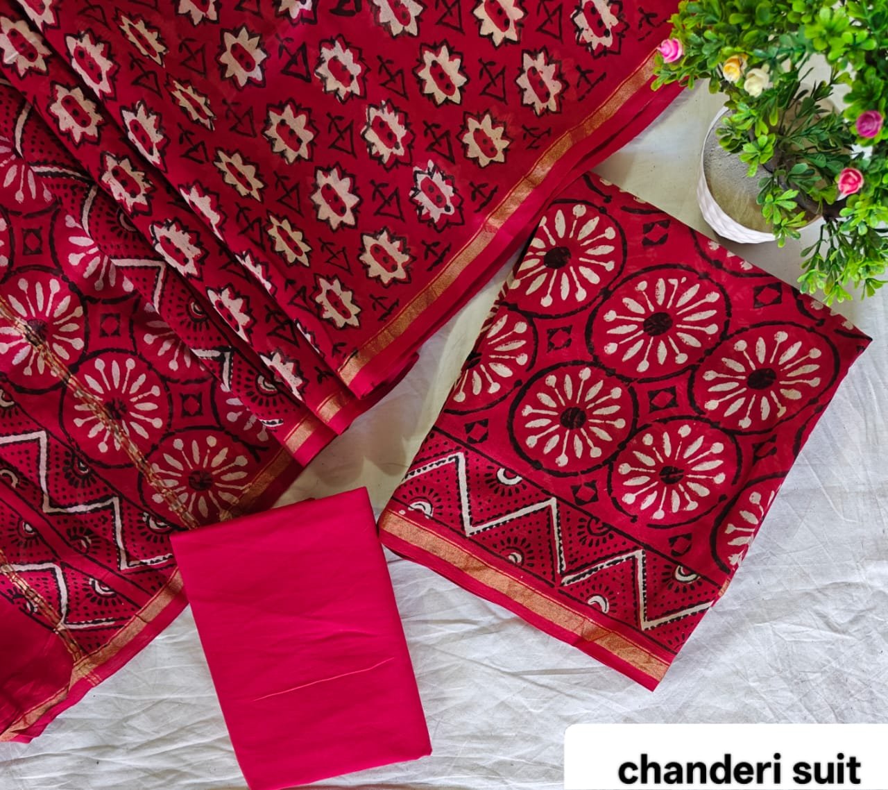 Chanderi Printed Suit Set