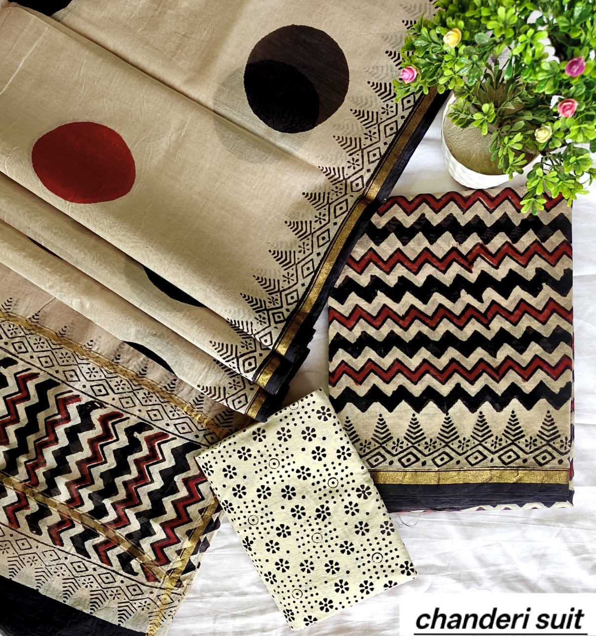 Chanderi Printed Suit Set