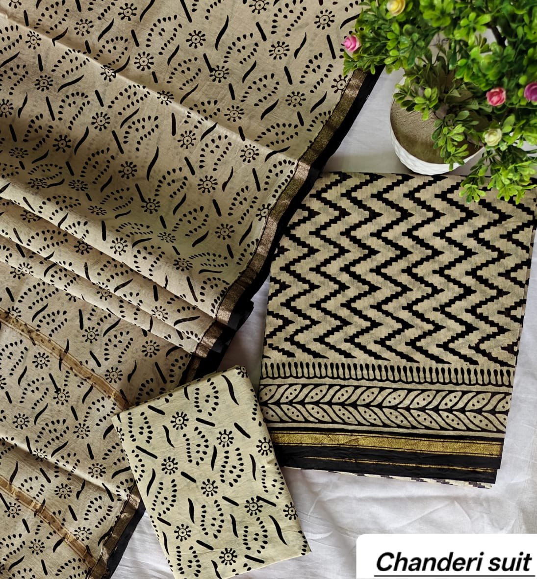 Chanderi Printed Suit Set