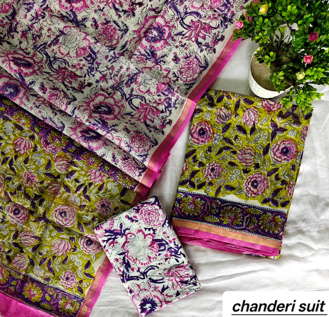 Chanderi Printed Suit Set