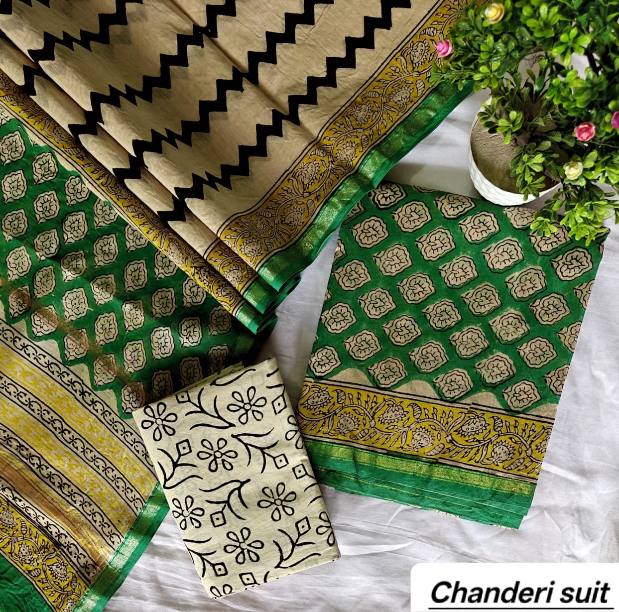 Chanderi Printed Suit Set
