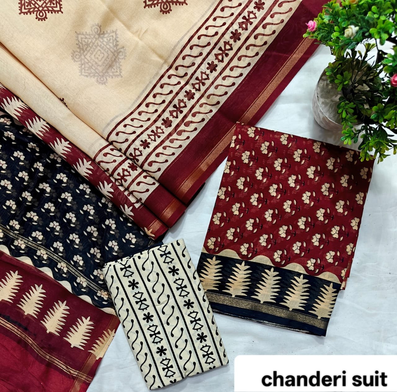 Chanderi Printed Suit Set