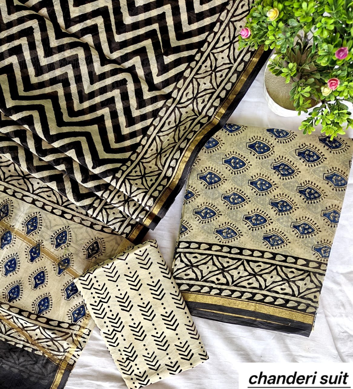 Chanderi Printed Suit Set