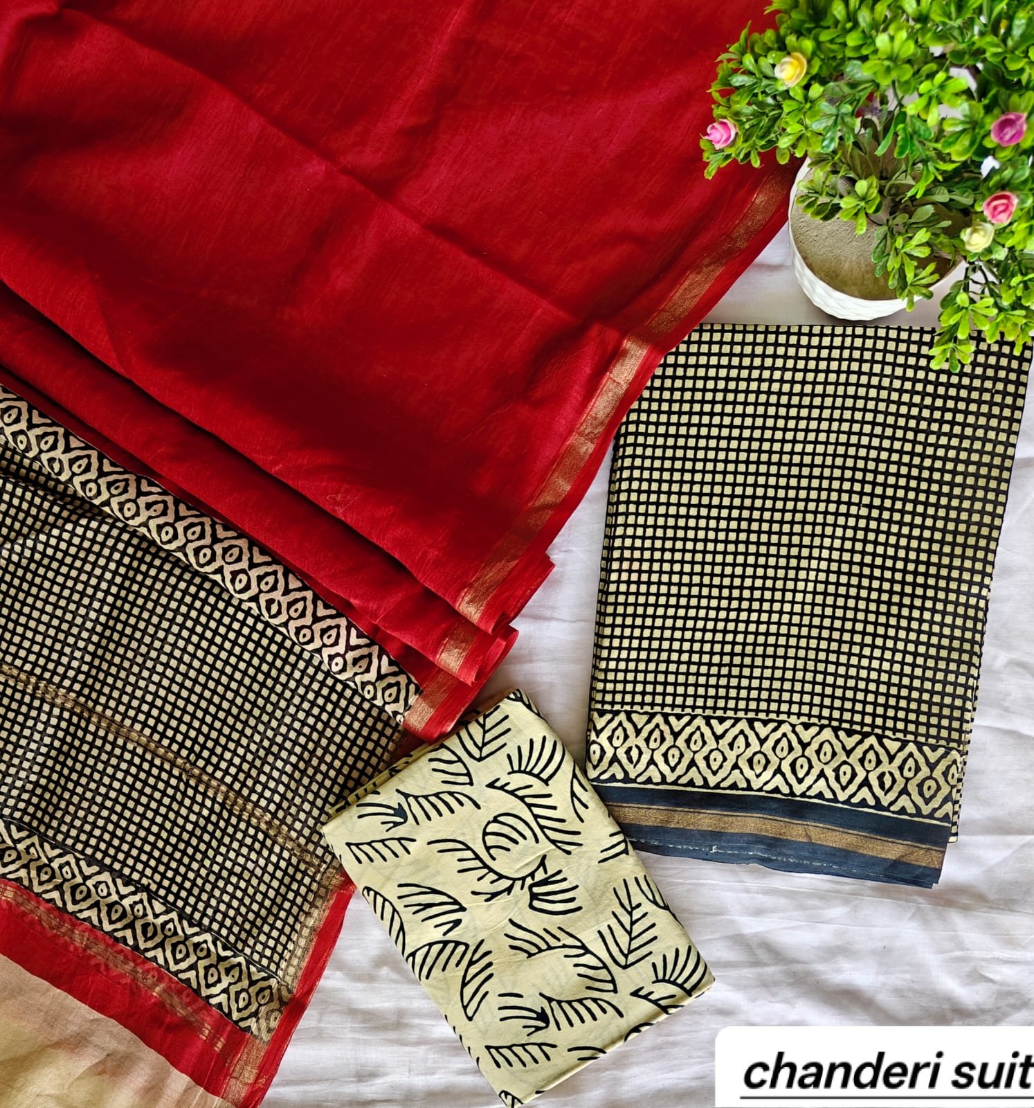 Chanderi Printed Suit Set