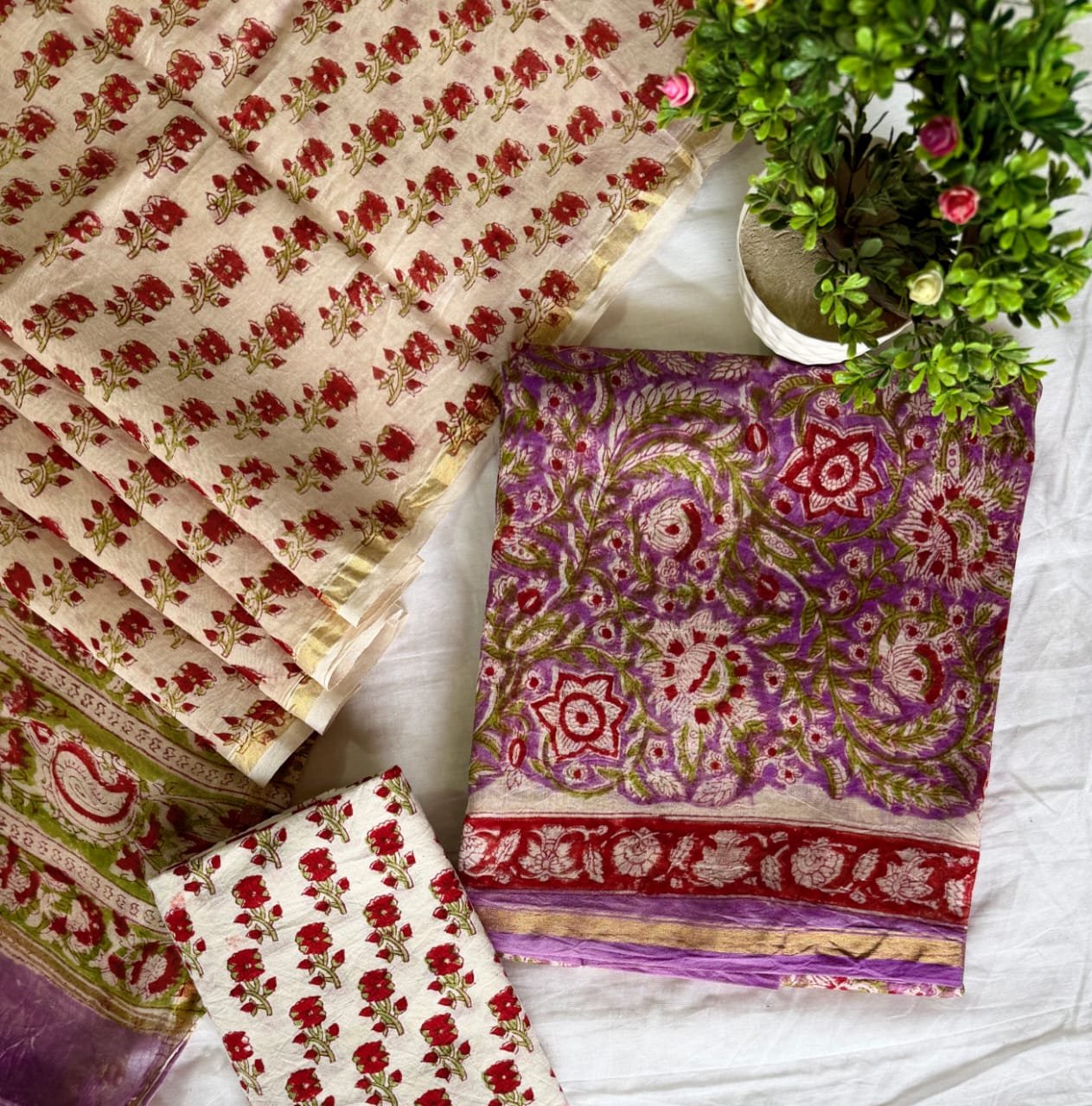 Chanderi Printed Suit Set