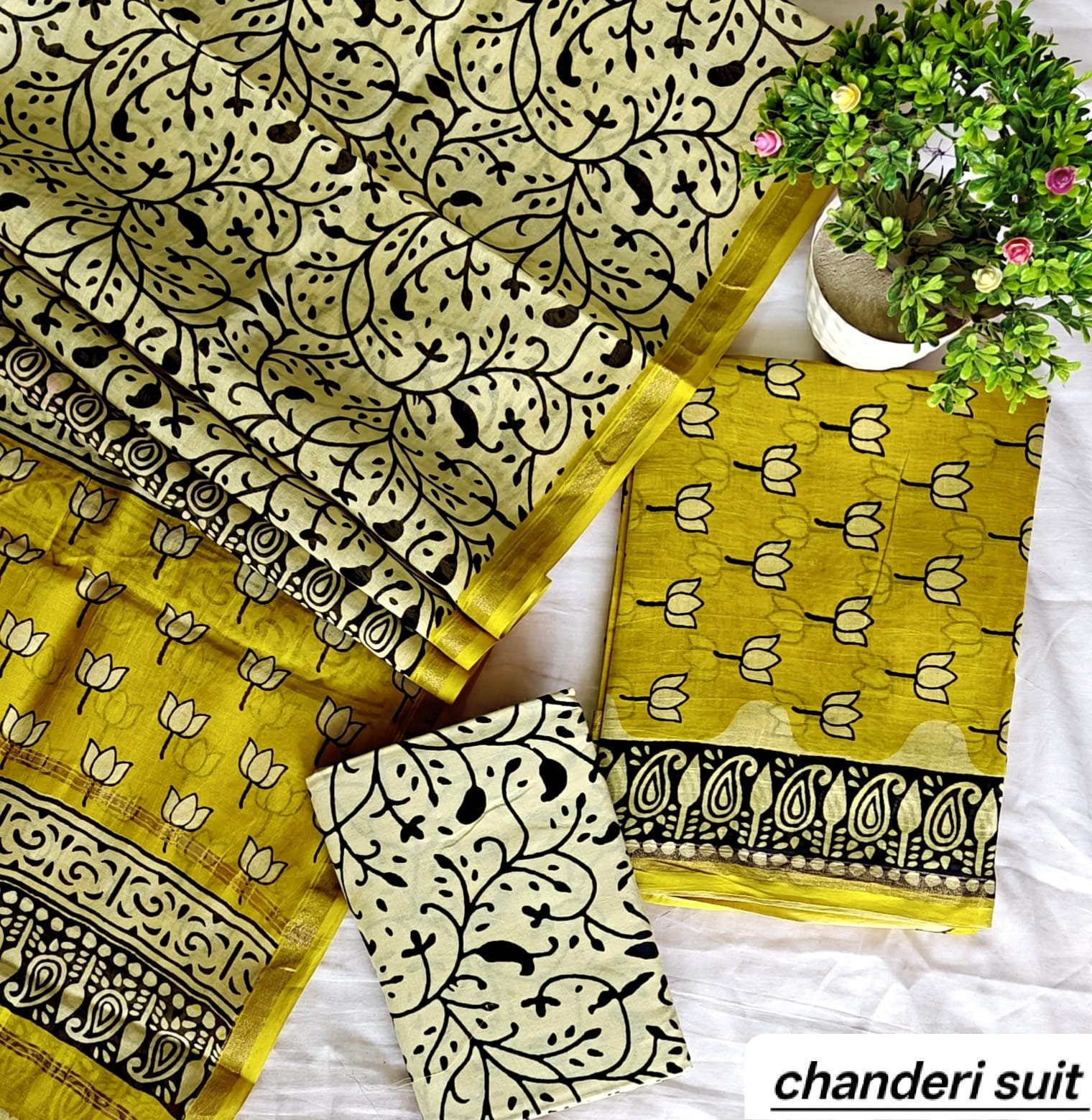 Chanderi Printed Suit Set