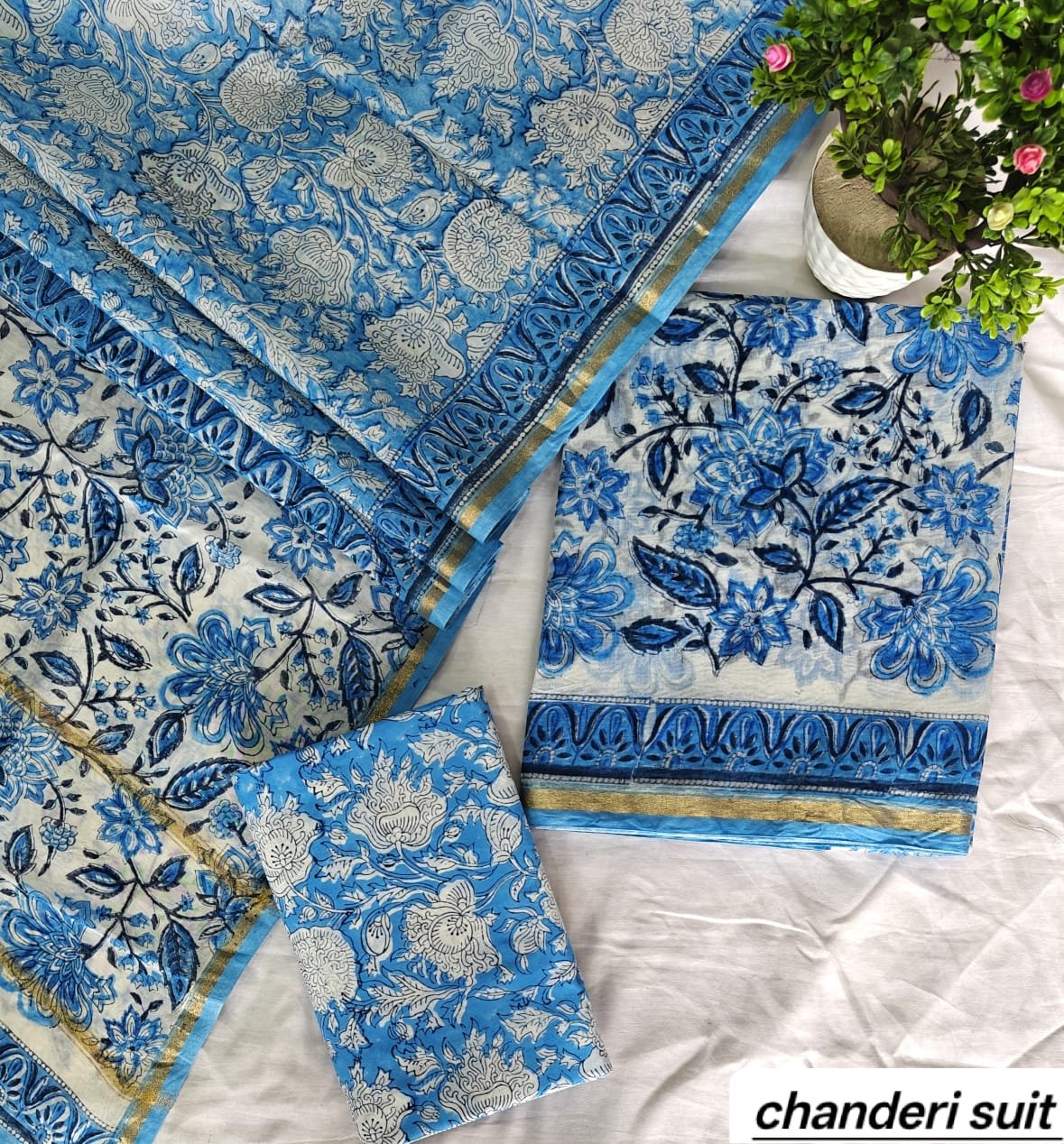 Chanderi Printed Suit Set