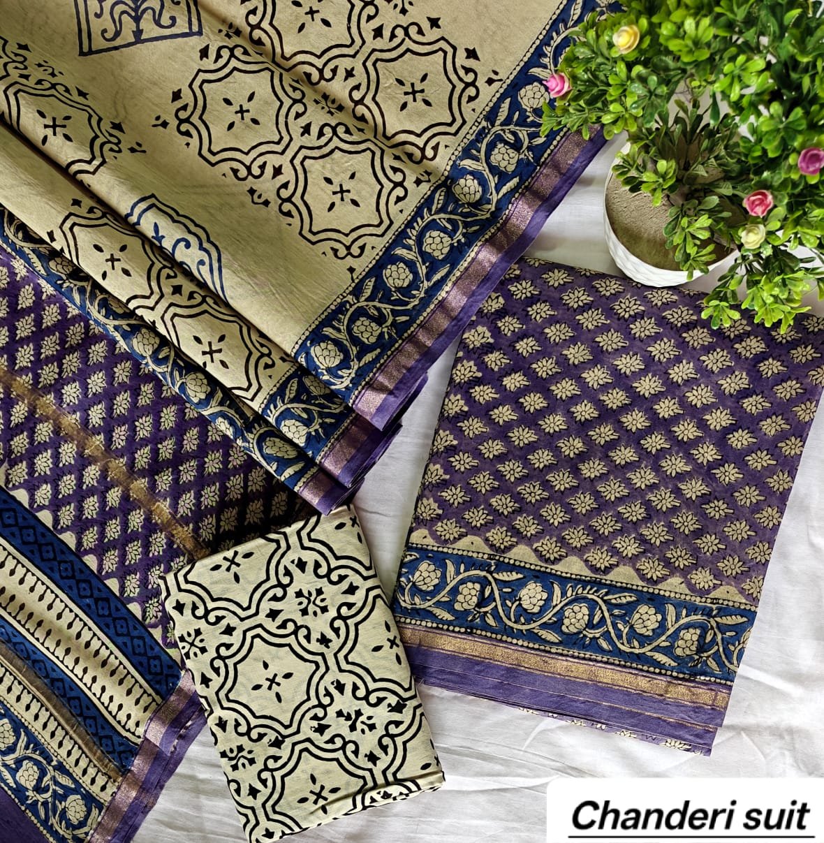 Chanderi Printed Suit Set