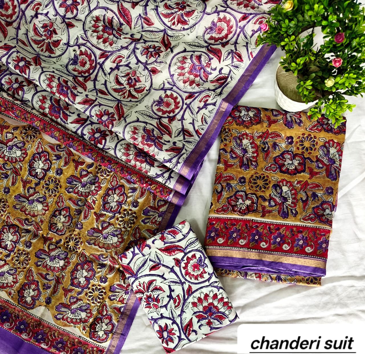 Chanderi Printed Suit Set