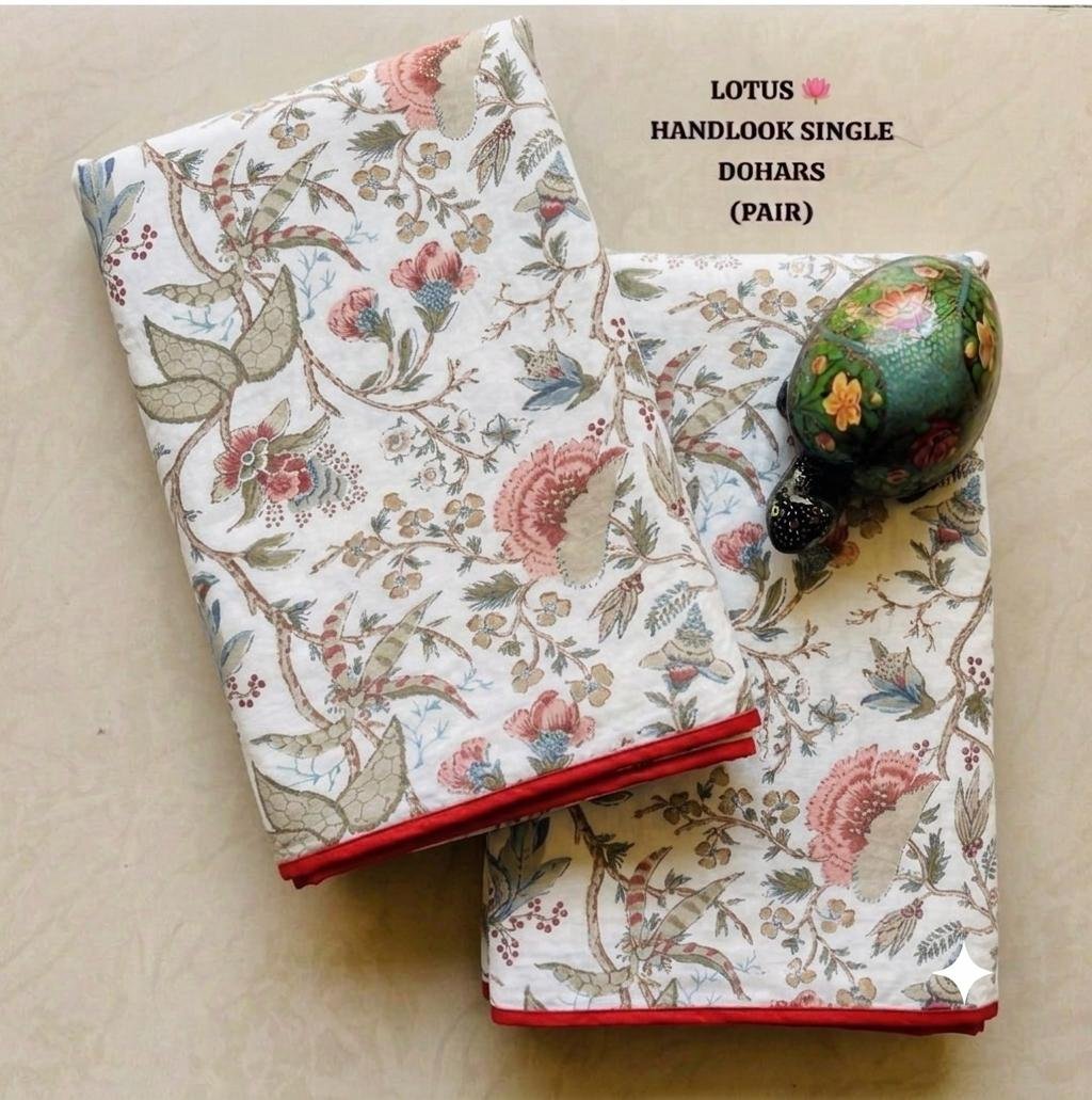 Cotton Printed Single Bed Dohar Set of 2