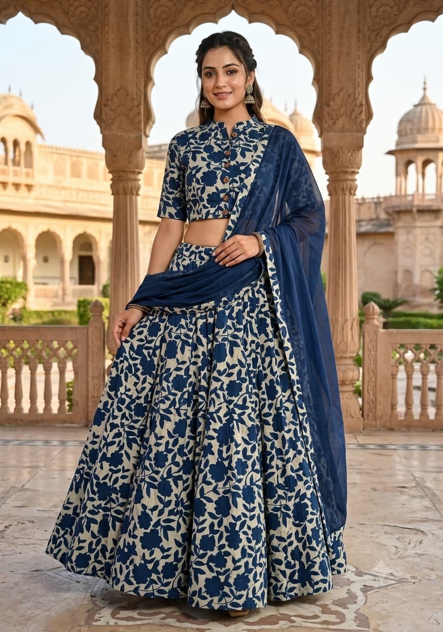 Cotton Printed Lehenga Choli Set