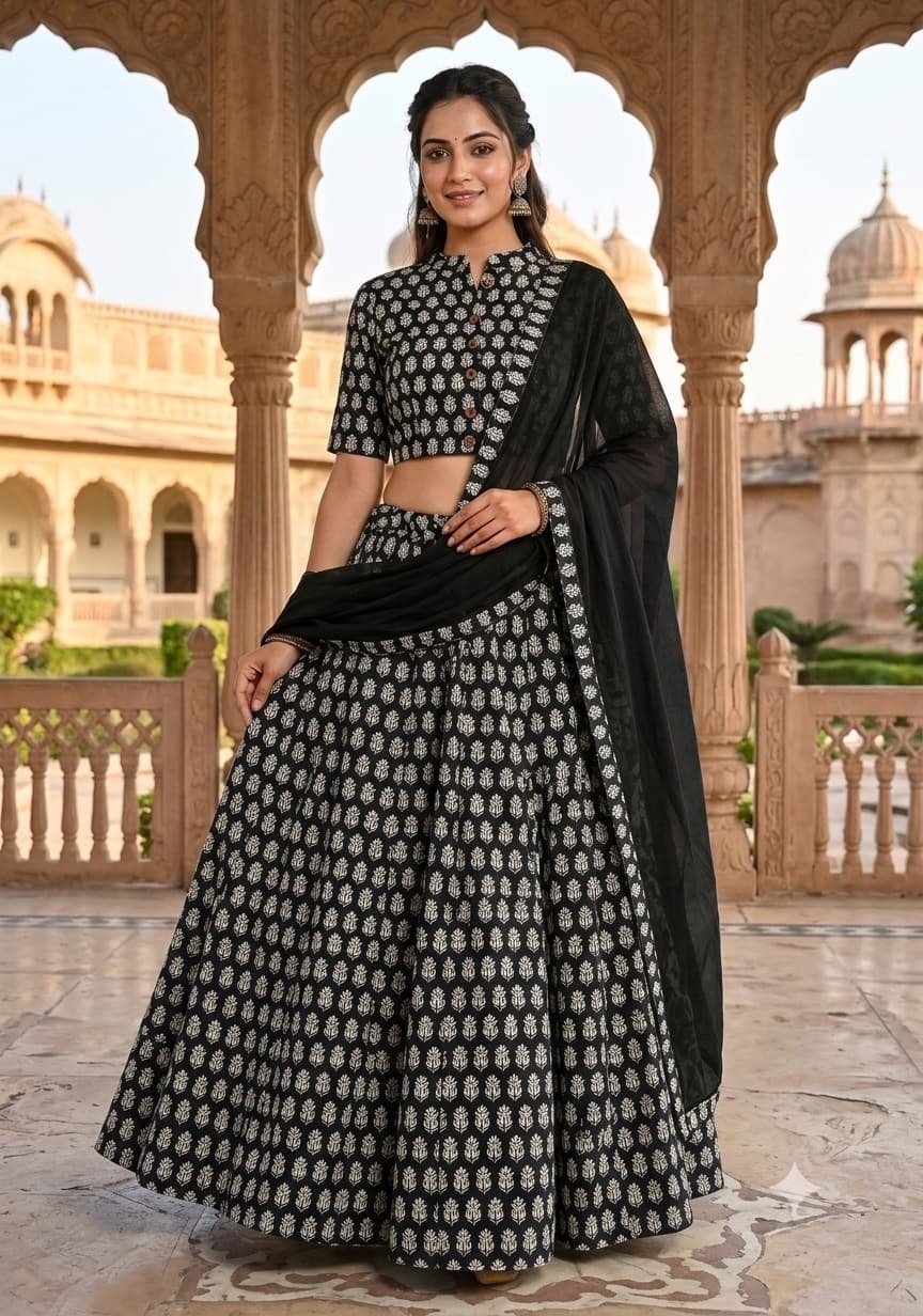 Cotton Printed Lehenga Choli Set