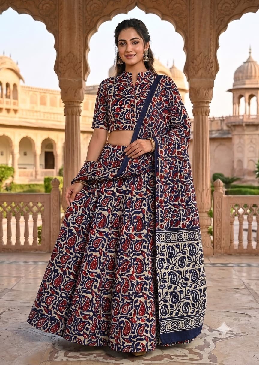 Cotton Printed Lehenga Choli Set