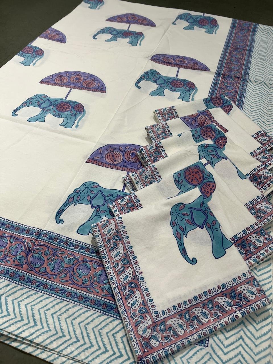 Cotton Printed 6 Seater Table Cover Set
