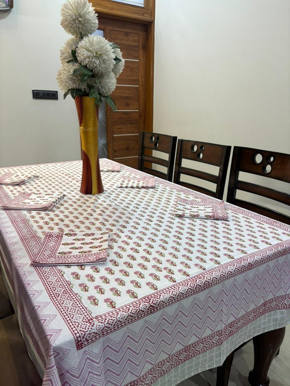 Cotton Printed 6 Seater Table Cover Set