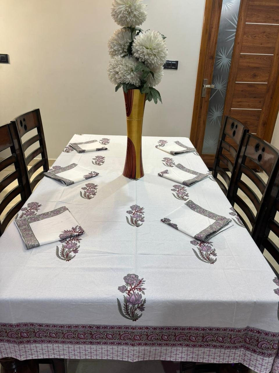 Cotton Printed 6 Seater Table Cover Set