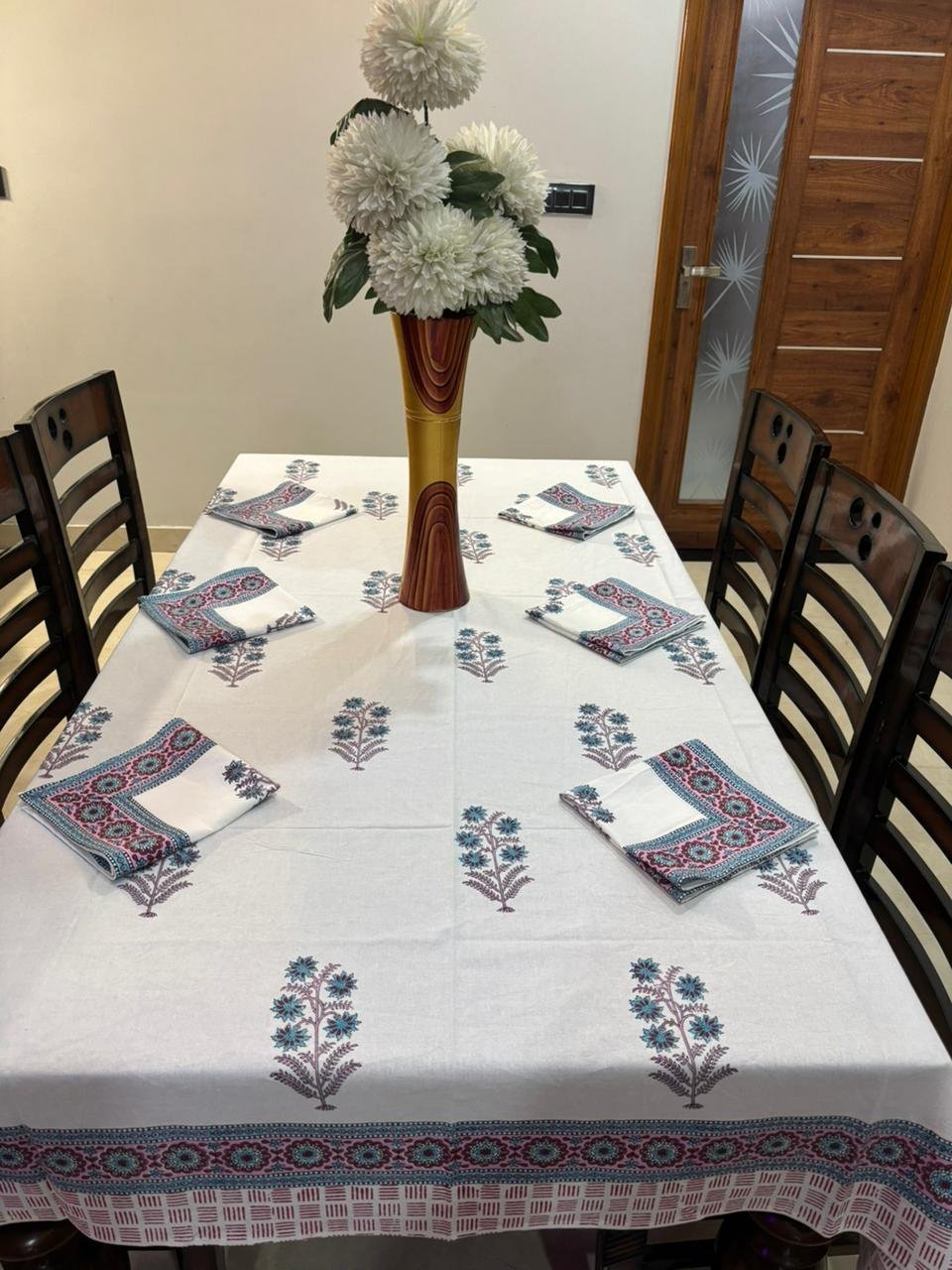 Cotton Printed 6 Seater Table Cover Set