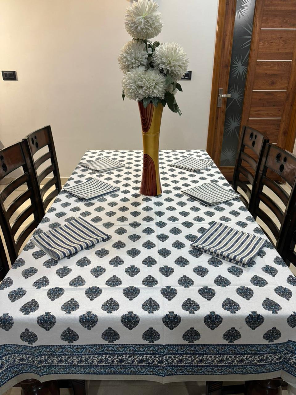 Cotton Printed 6 Seater Table Cover Set