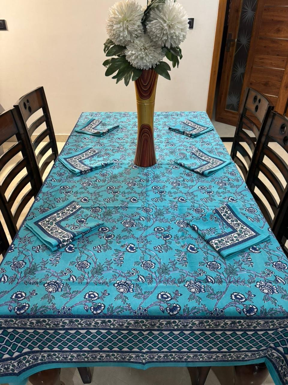 Cotton Printed 6 Seater Table Cover Set