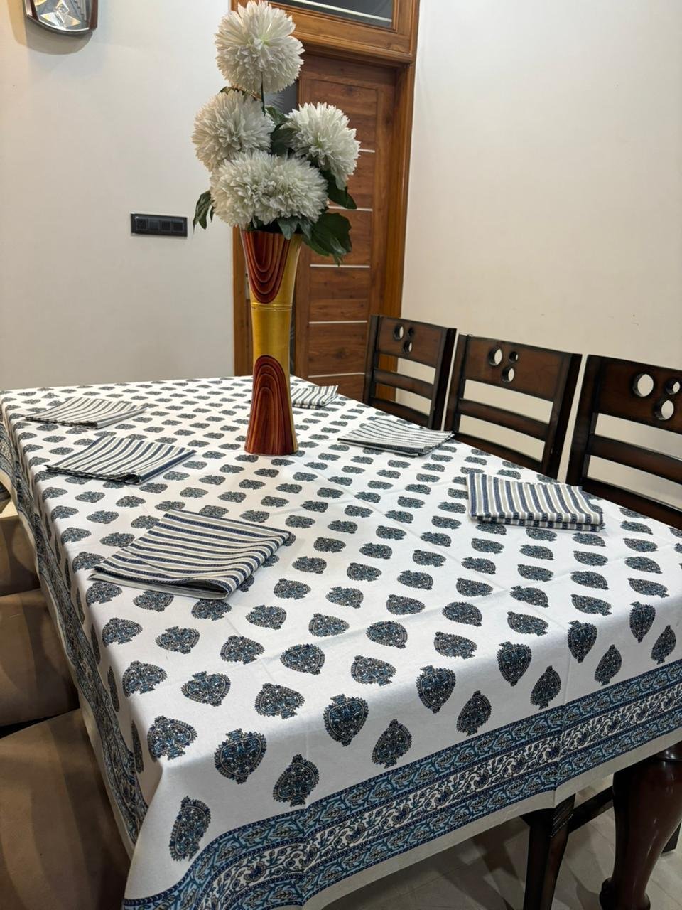 Cotton Printed 6 Seater Table Cover Set