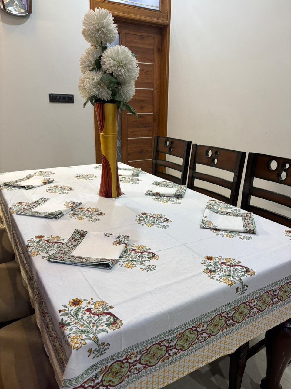 Cotton Printed 6 Seater Table Cover Set