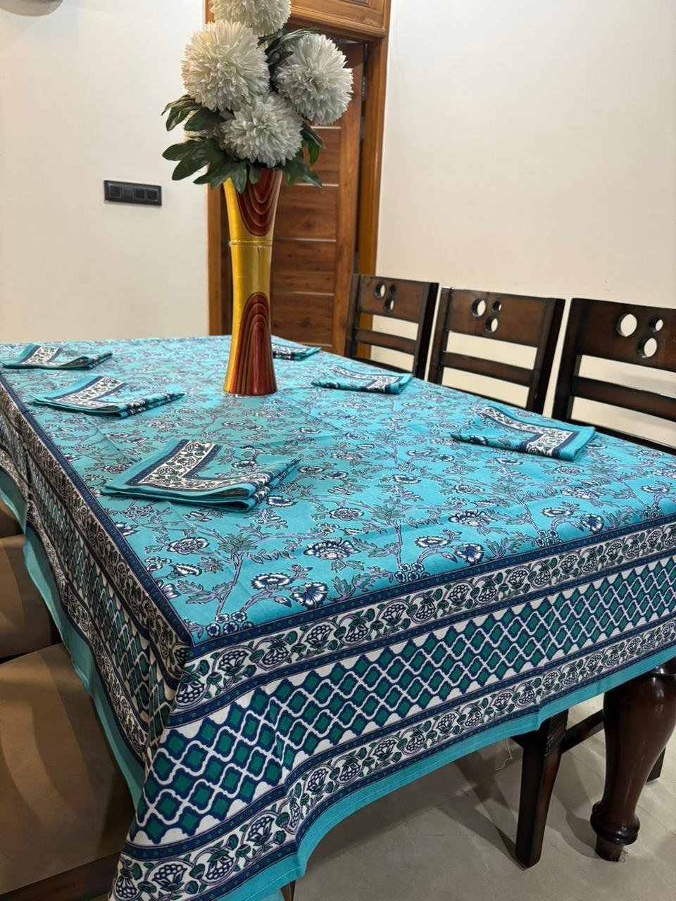 Cotton Printed 6 Seater Table Cover Set