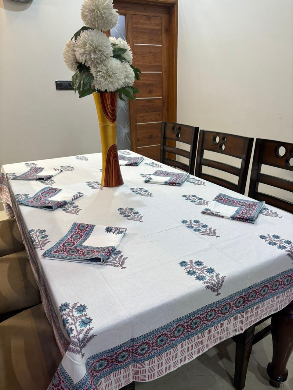 Cotton Printed 6 Seater Table Cover Set