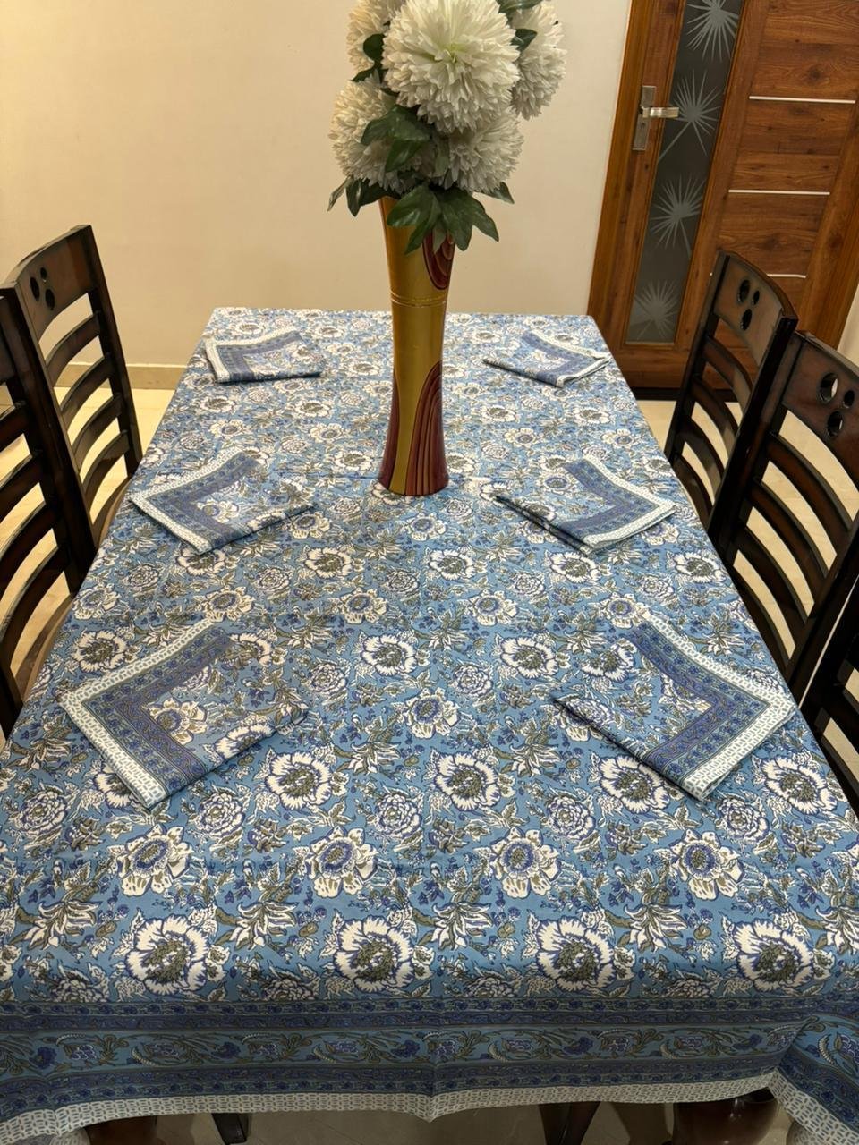 Cotton Printed 6 Seater Table Cover Set